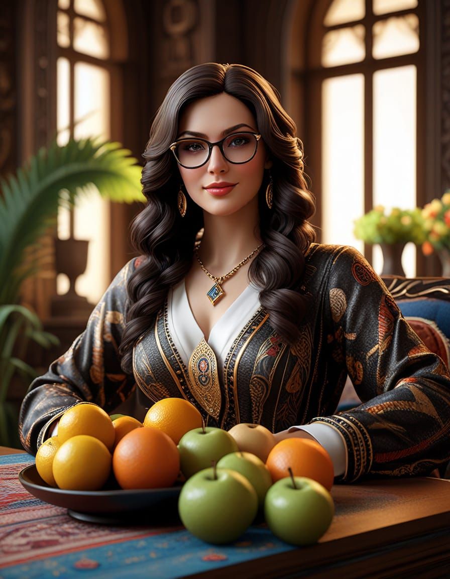 Glamorous Art Deco Woman in Vibrant Dress