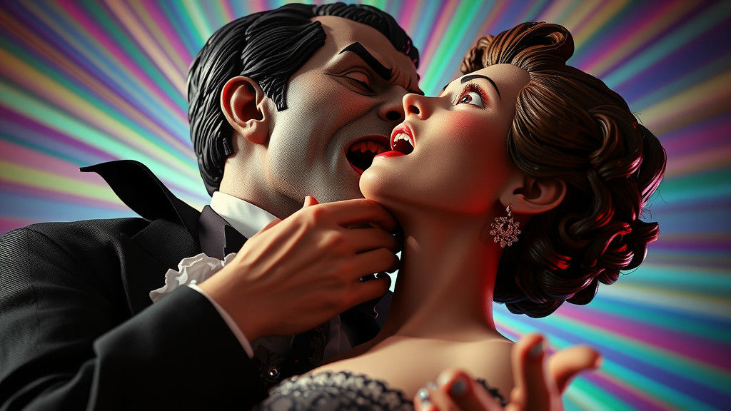 Dracula Bites Woman in Tim Burton-esque 3D Art