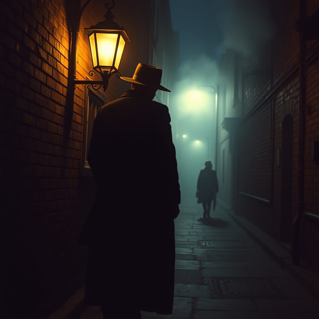 Jack the Ripper in Foggy Victorian London Alley