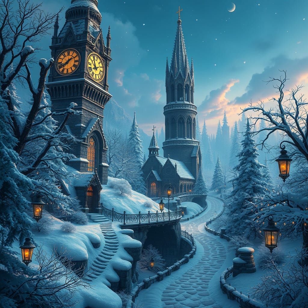 Enchanted Clockwork Wonderland in a Snow Globe