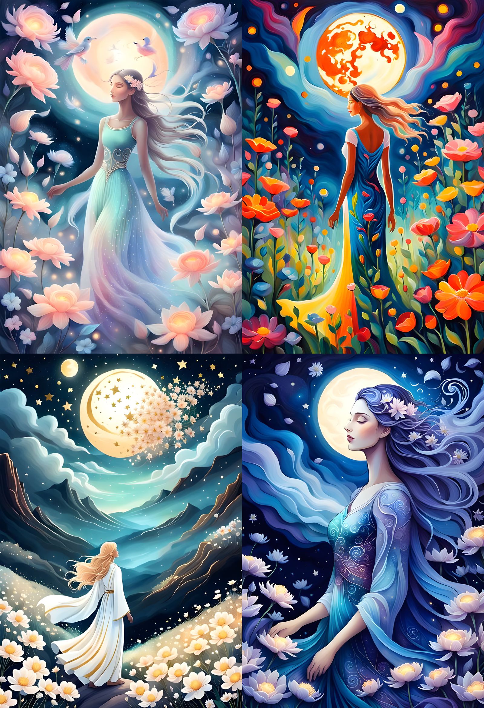 Ethereal Goddess in a Magical Night Scene