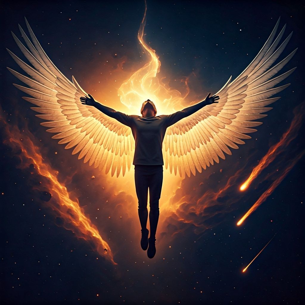 Heroic Figure Embraces Freedom in Starlit Cosmos