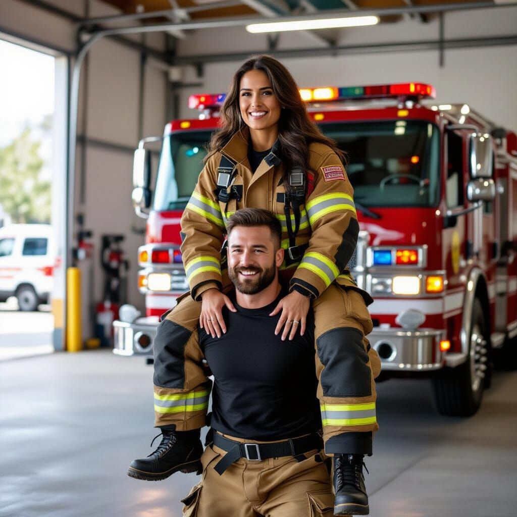 Female Firefighter Fireman Carry Exercise