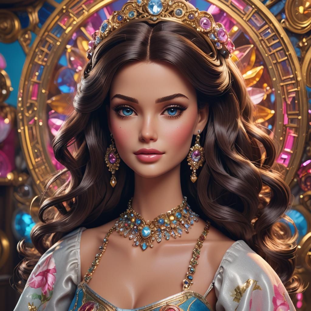 Hyperrealistic Barbie Portrait in Vintage Style