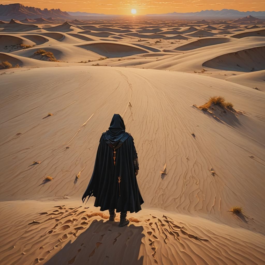 Desert Archer in Impasto Oil Painting Style