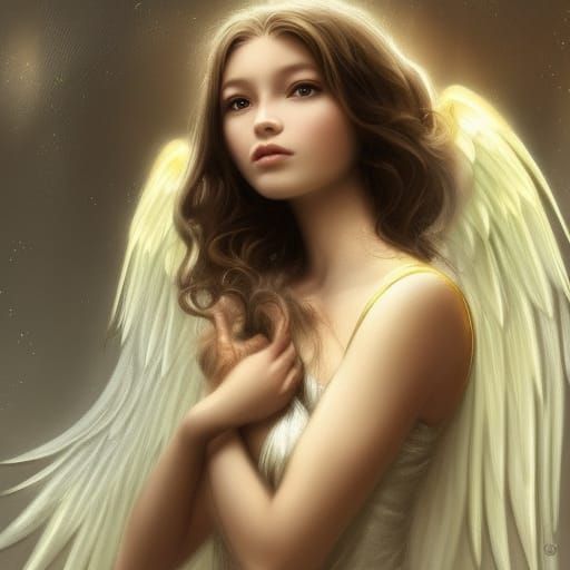 Golden Angel Princess Portrait in Detailed Lighting