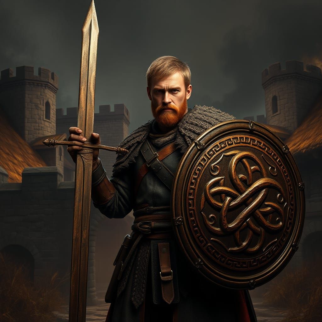 Anglo-Saxon Warrior in Dark Fantasy Style