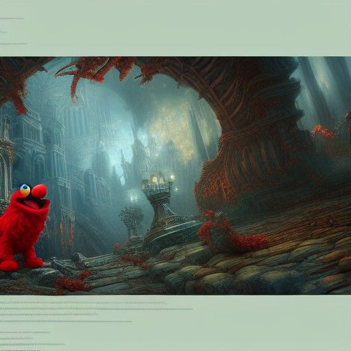 Detailed Matte Painting of Elmo in Fantasy Style