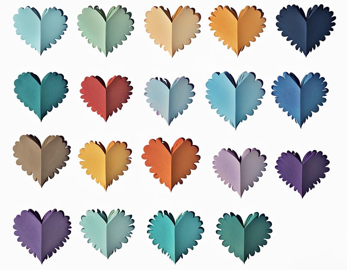 Pastel Kirigami Hearts in 3D Mixed Media