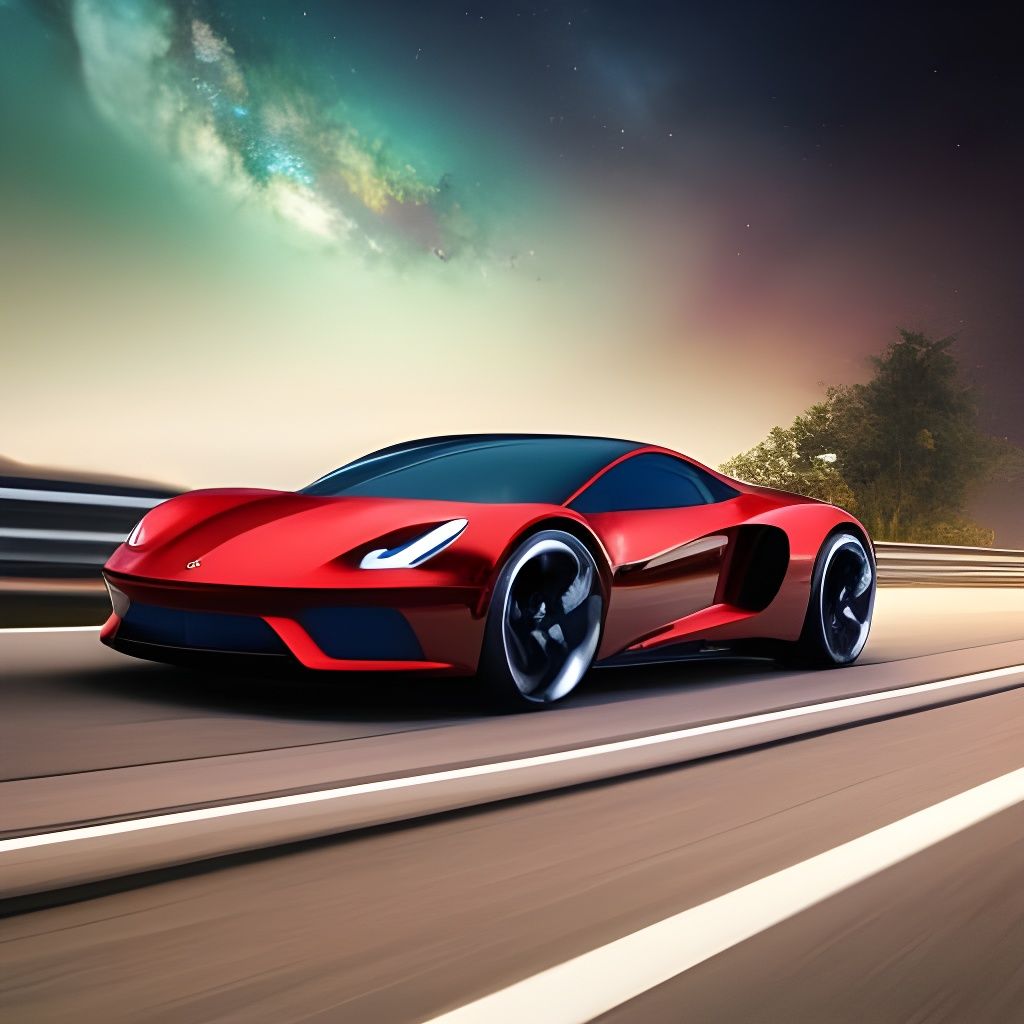 Hypercar Driving Through The Galaxies