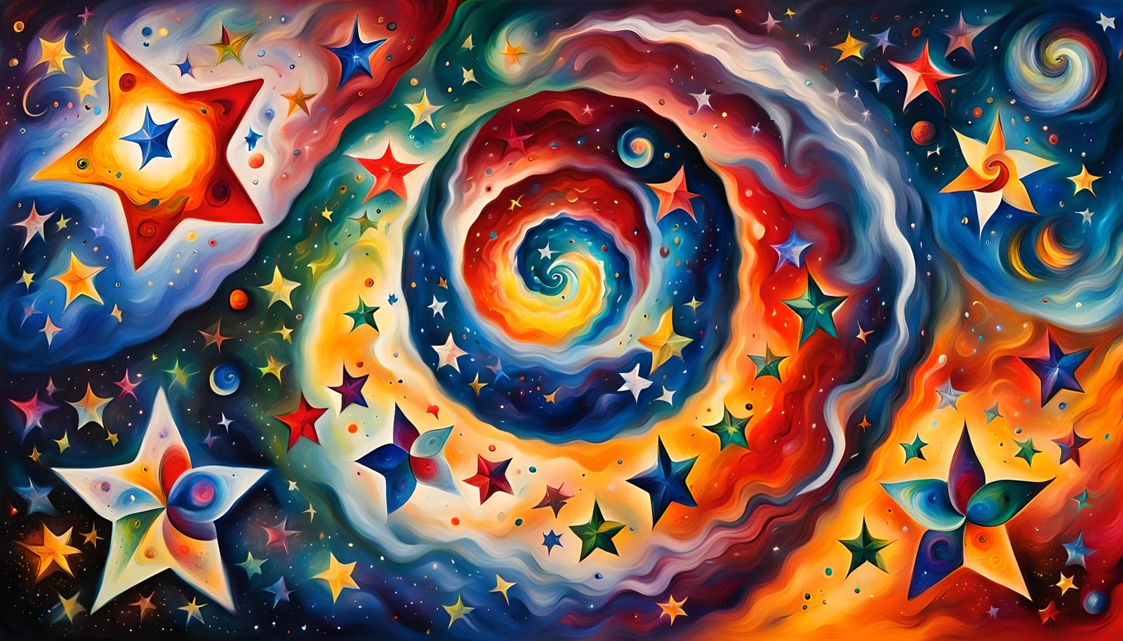 Cosmic Stars in Chagall-Style Macro Closeups