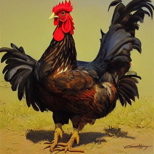 Chicken in Oil Paint by James Gurney Style