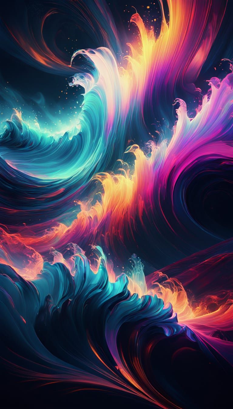 Vibrant Abstract Form in Painterly Digital Art