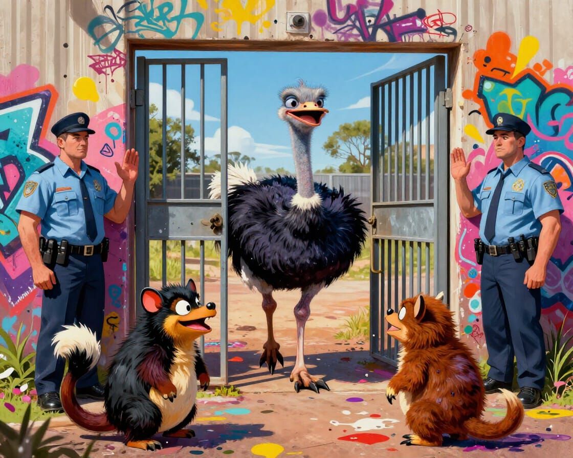 Ostrich Escapes Prison To Family Reunion