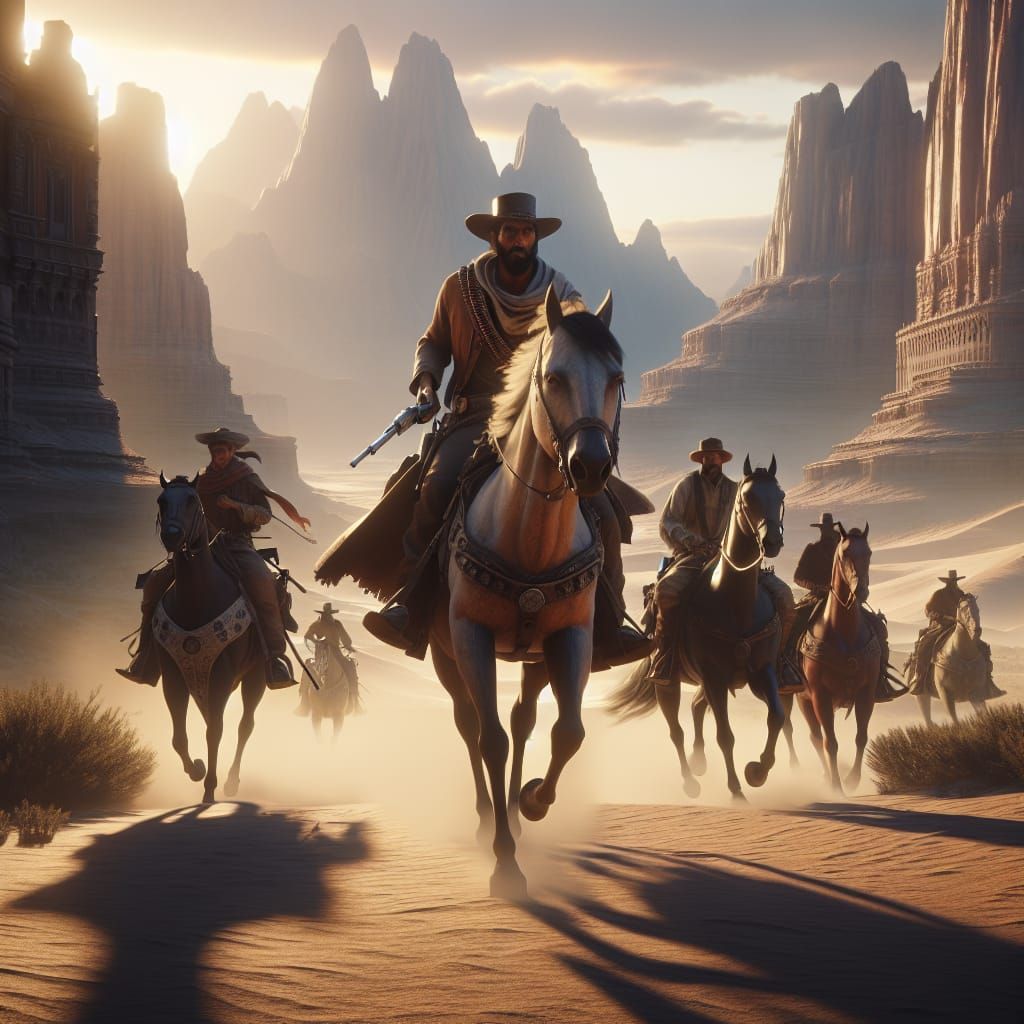 Western Sheriff and Posse in Desert Landscape