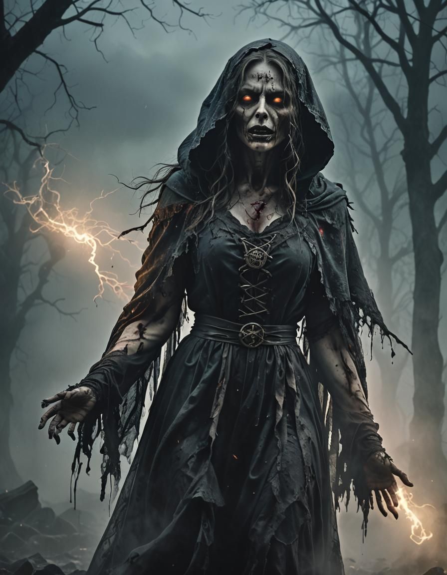 Female Necromonger Zombie in Dark Gothic Art