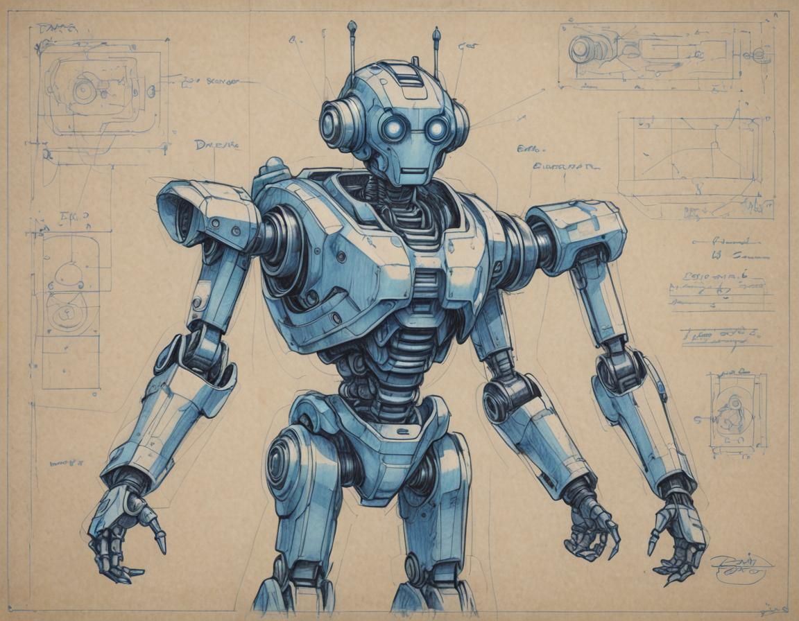 Disney-Style Sci-Fi Robot Conceptual Drawing