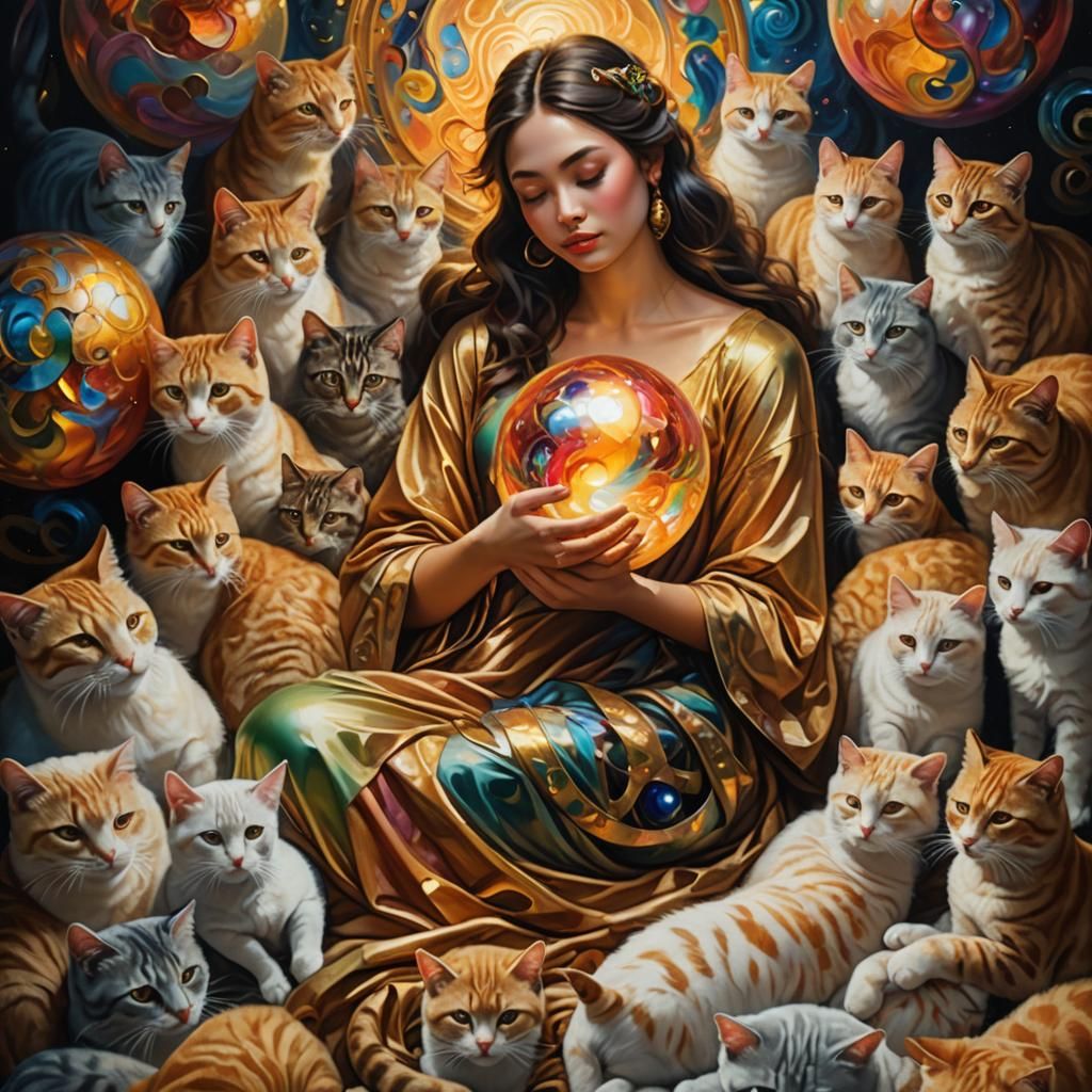 Woman with Orb in Surreal Hyper-Realism Style