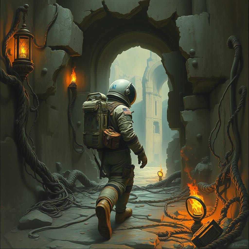 Astronaut Discovers Forgotten Ruins in a Futuristic, Industr...