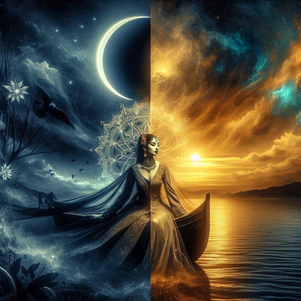 Magical Sunrise Over Ocean with South Asian Person