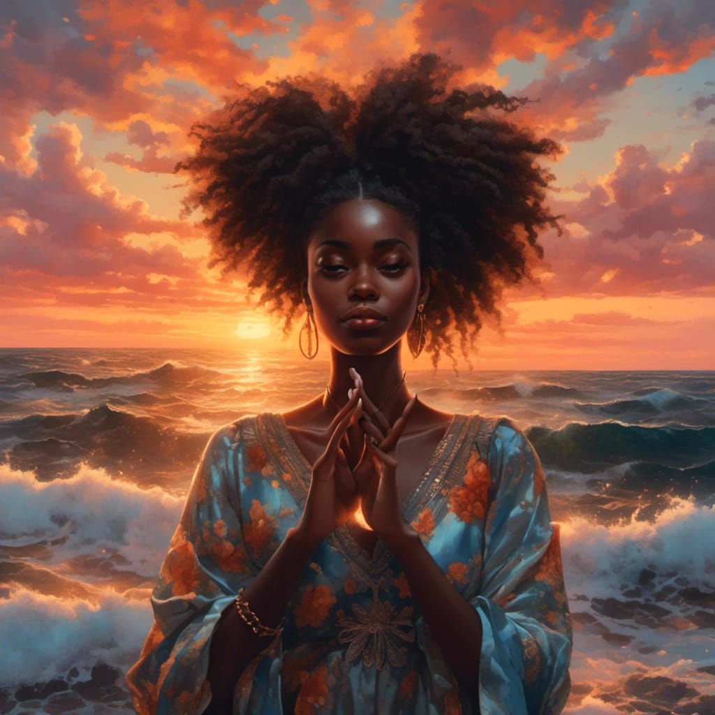 Heart Hands Gesture at Sunset