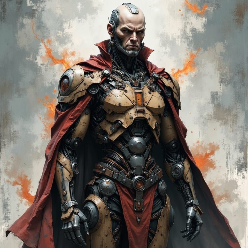 Cyborg Warrior with Cloak in Gritty Detail