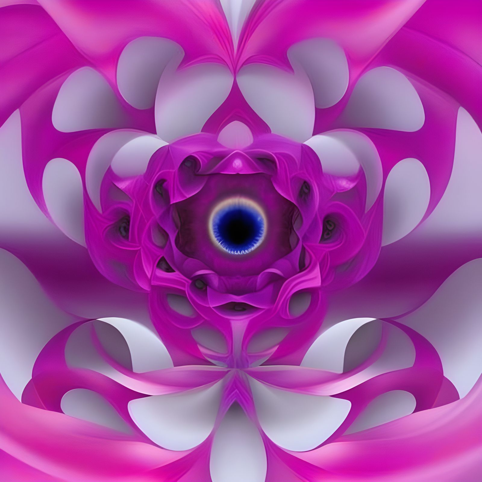 Symmetrical Floral Portal with Cat's Eye in Elven Landscape