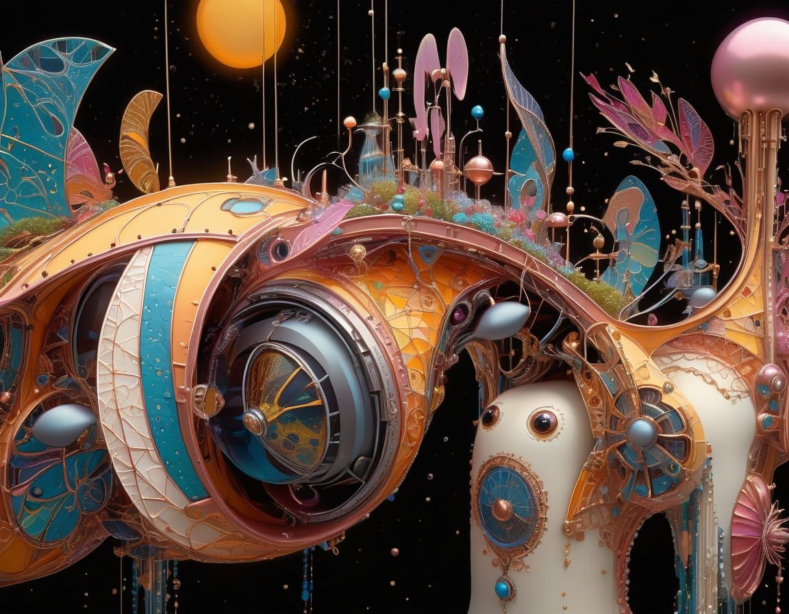 3D above view beautiful solarpunk aetherpunk idyllic utopian world with vast lush undulating landscape filled with thous...