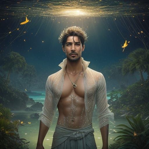 Surreal Island Hero Radiates Midnight Enchantment