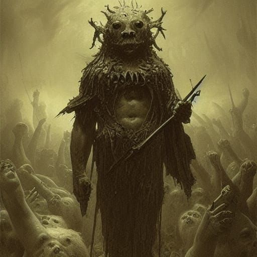 Horrific War Pigs in Dark Fantasy Style