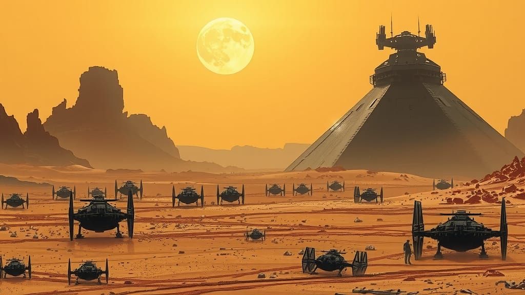 Wasteland Star Destroyer in Gritty Sci-Fi Landscape