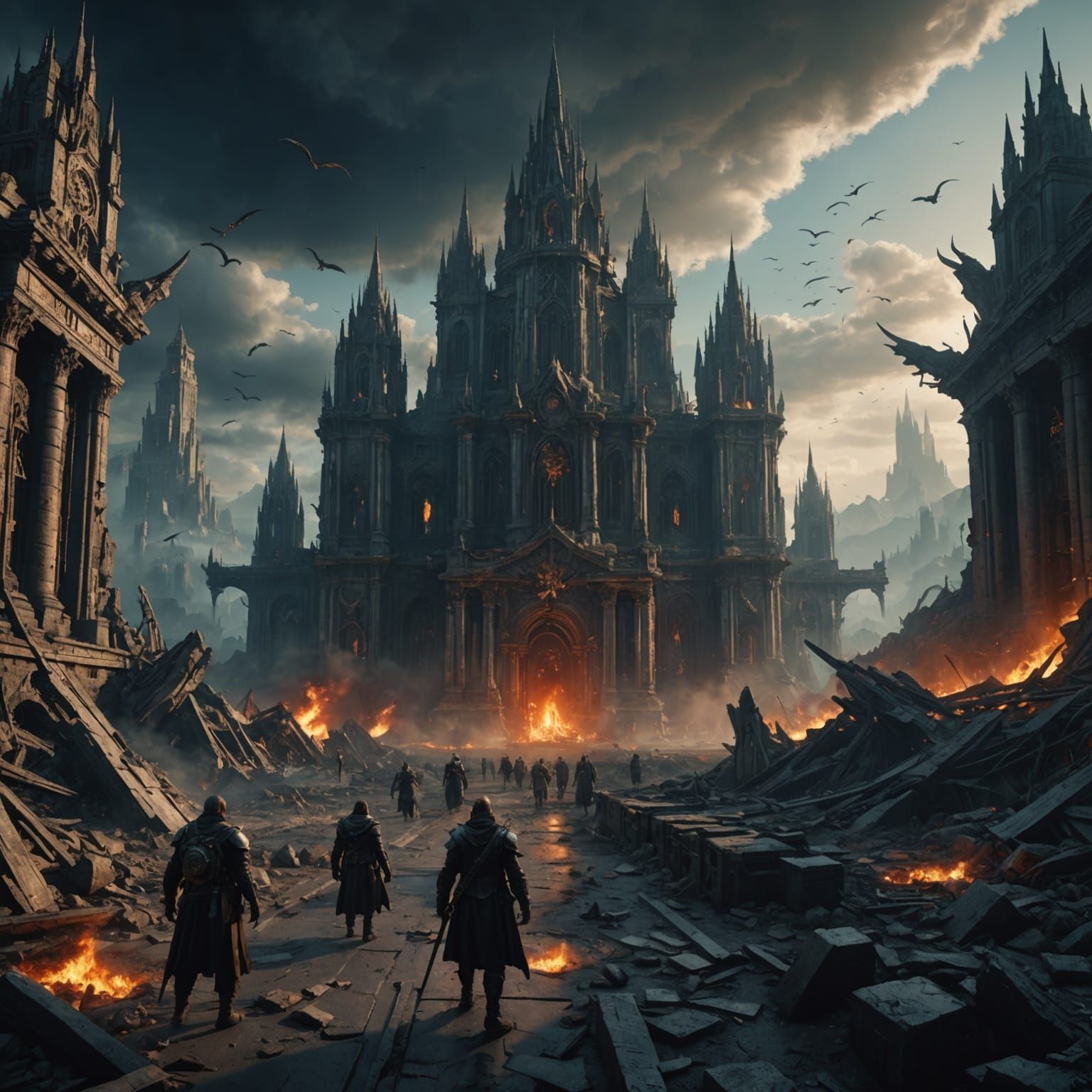 Apocalyptic Matte Painting: Detailed Fantasy Concept Art