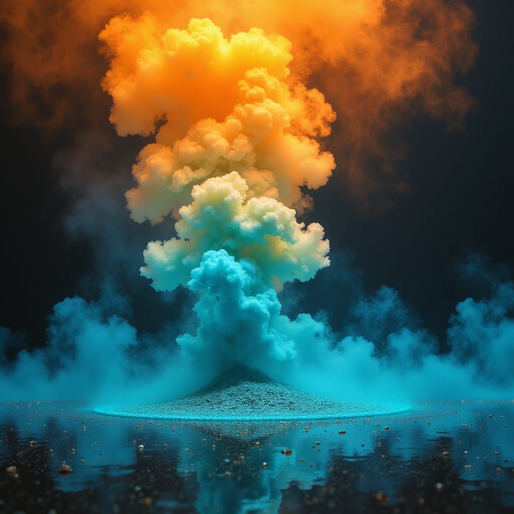 Vibrant Sunset Smoke in Painterly Style