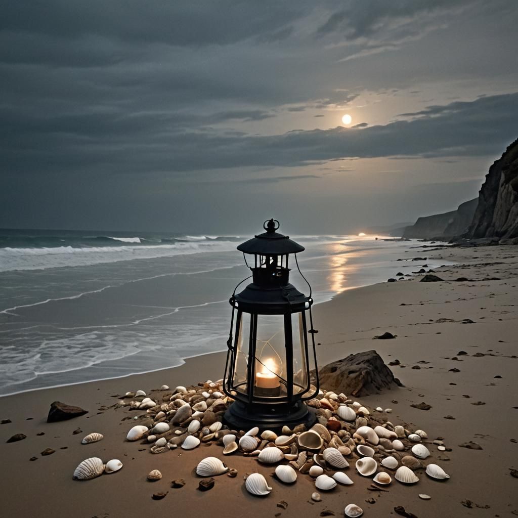 Lonely Lantern on Cliff: Dark Fantasy Concept Art