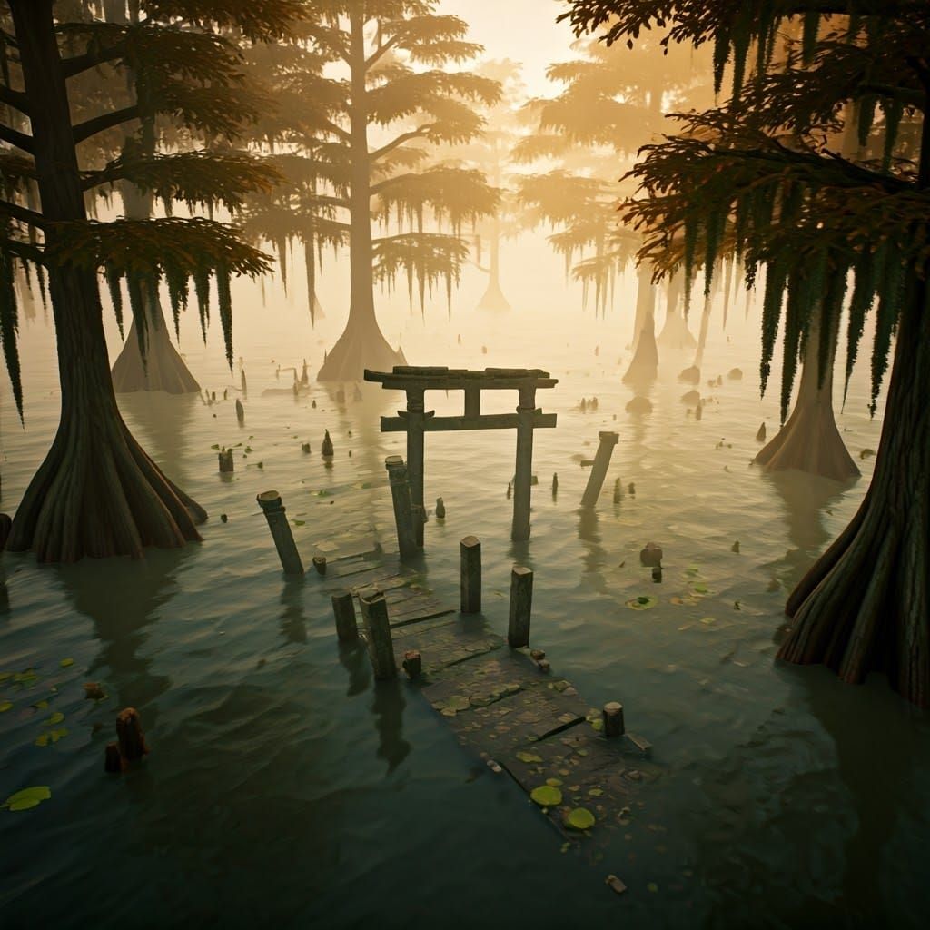 Mysterious Sunken Shrines in a Swampy Marshland