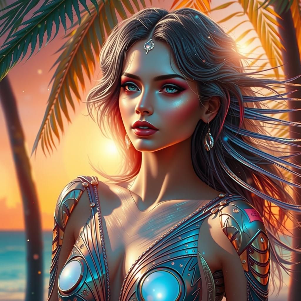 Fantasy Woman in Tropical Paradise: Macro Portrait