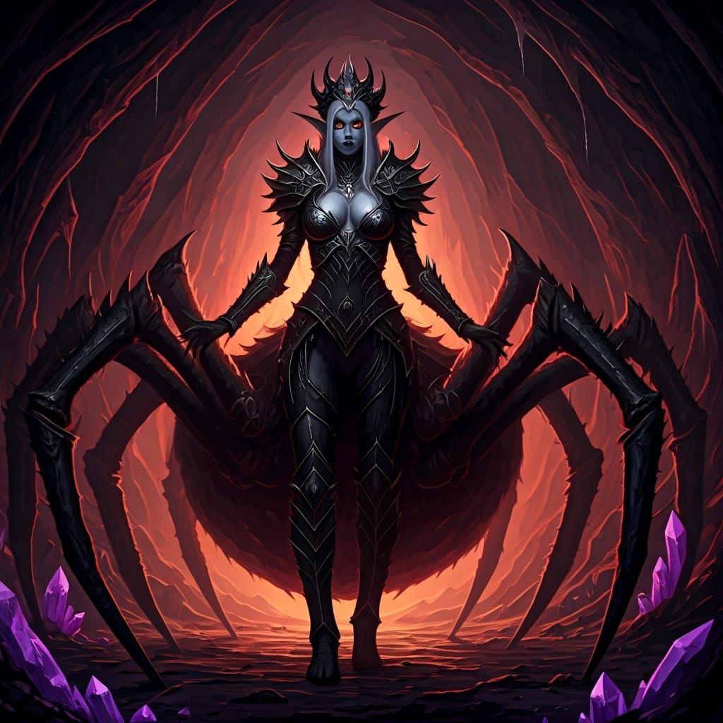 Lolth: Dark Elf Queen in Gothic Surrealism
