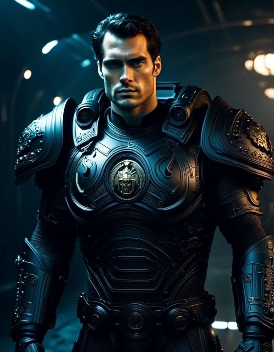Henry Cavill in Warhammer 40K Space Marine armor. <lora:Gridrunners v1:1.0>