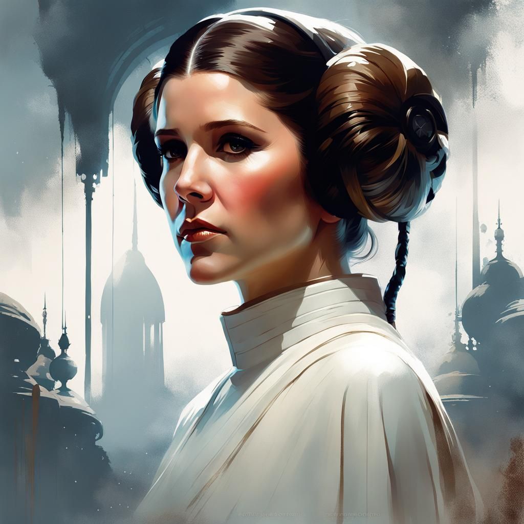 Princess Leia Portrait in Pin-Up Art Style