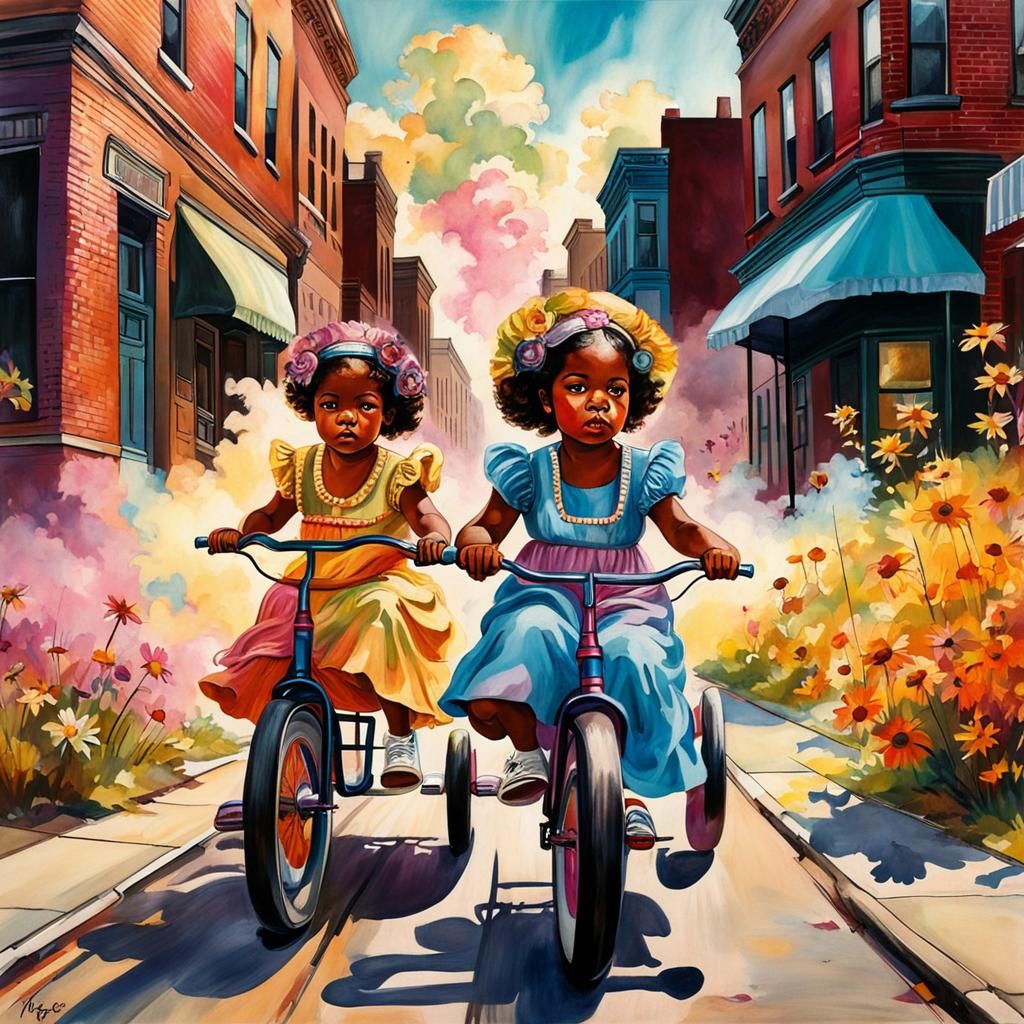 African American Girls on Tricycles, Harlem 1930s