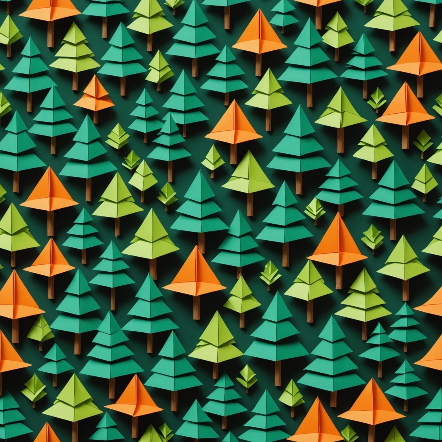 Magical Origami Forest Landscape