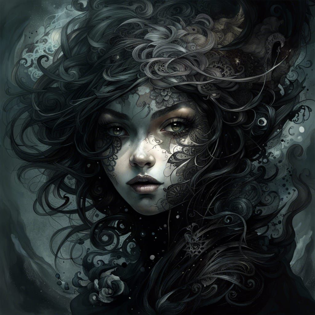 Ethereal Shadow Girl: A Dark Fantasy Masterpiece