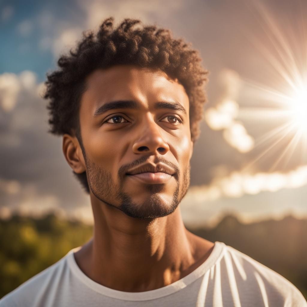 Man's Loving Gaze at Jesus Christ in Heaven