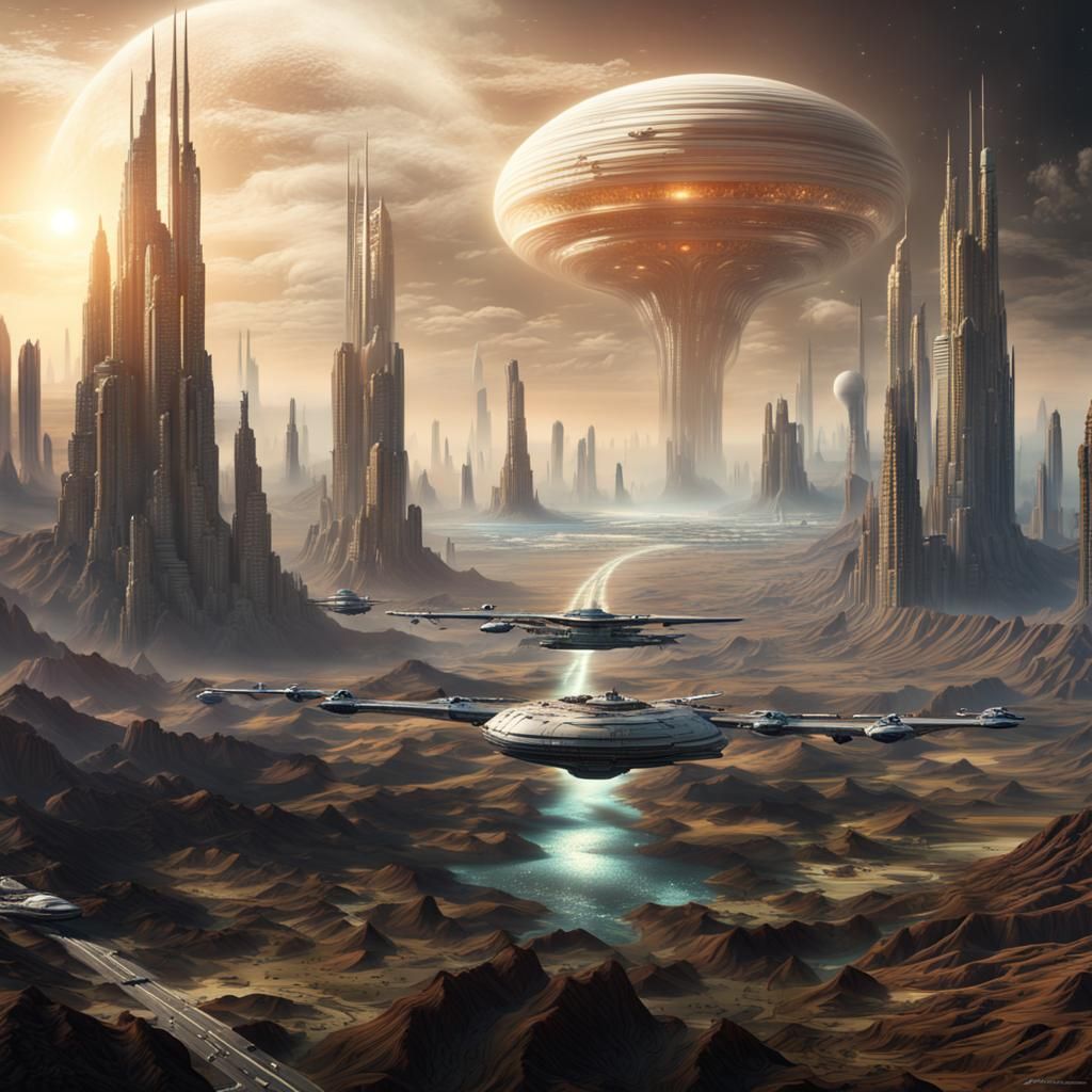 Futuristic Alien Cityscape in Epic Digital Painting