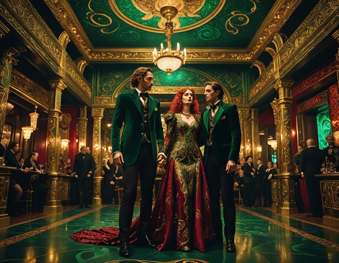 Gothic Club Scene in a Gustav Klimt Style