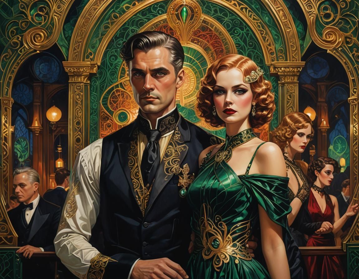 Gothic Club Scene in Golden Light