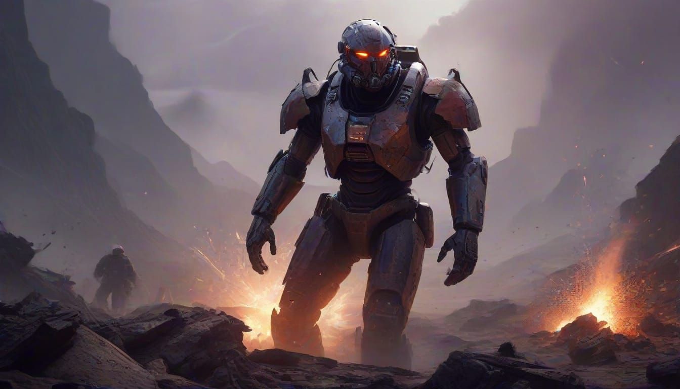 Space Commander Rises Amidst Chaos in Hyperrealistic Battle ...