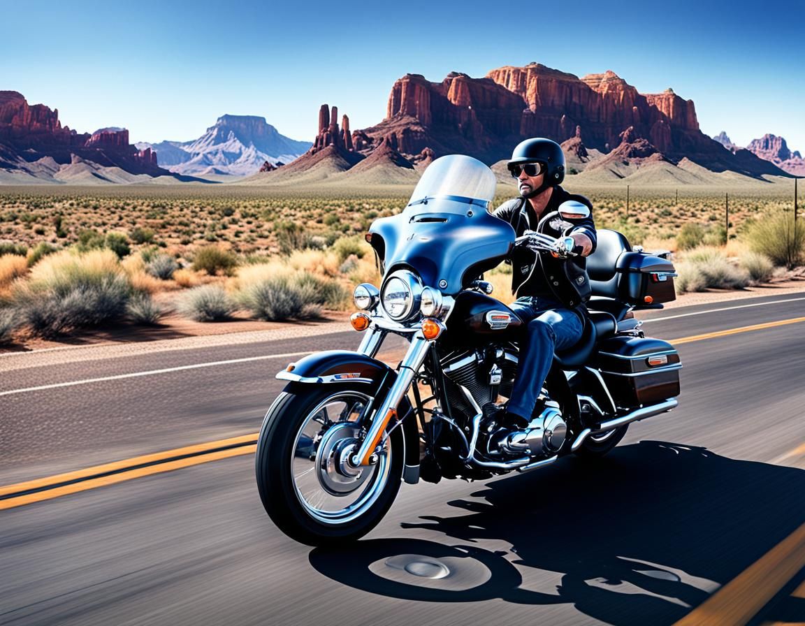Harley Davidson on Route 66: Arizona Mountains