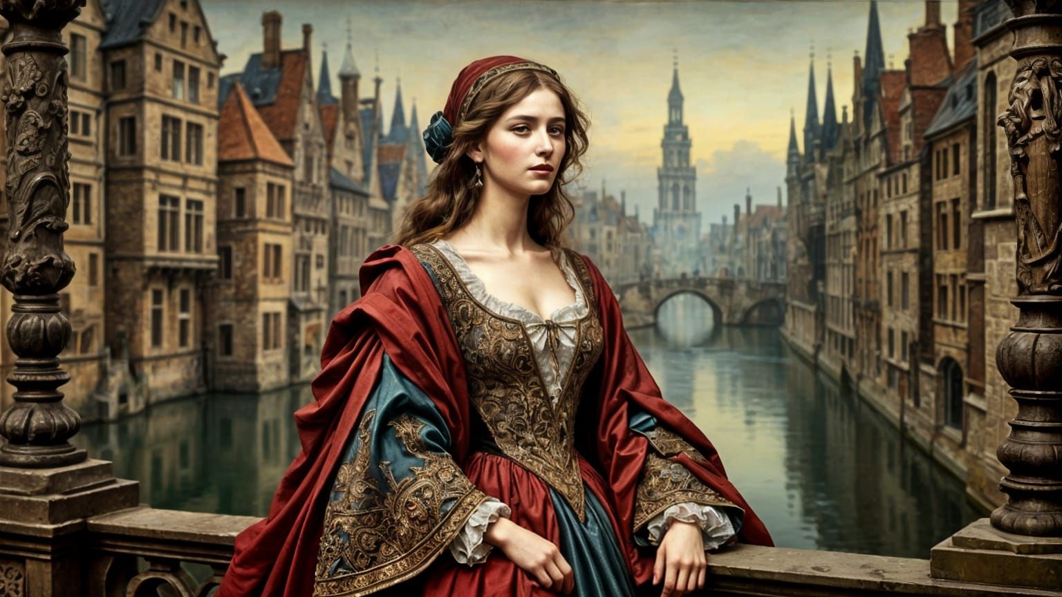 Woman in Bruges Robe, 1490, in the Style of Pierantonio Baro...