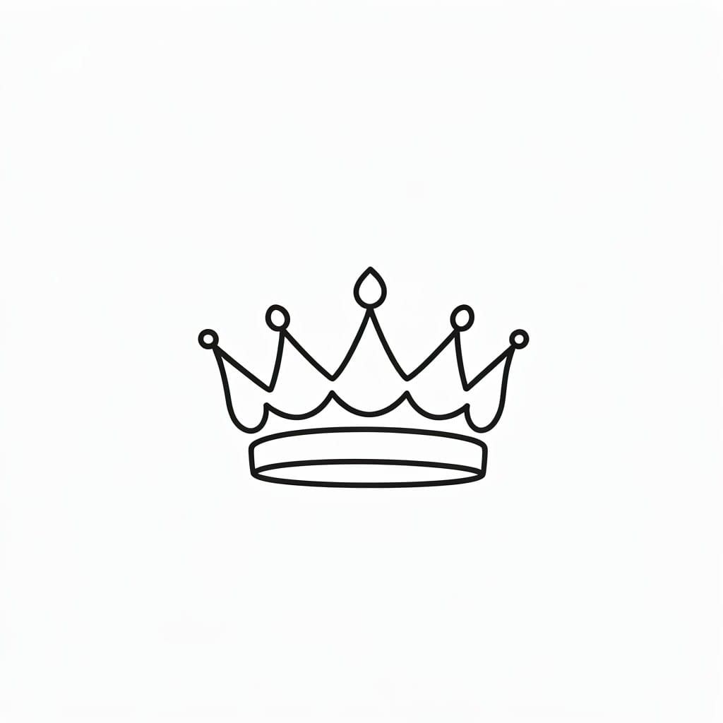 Elegant Black Crown with Simple Lines on White